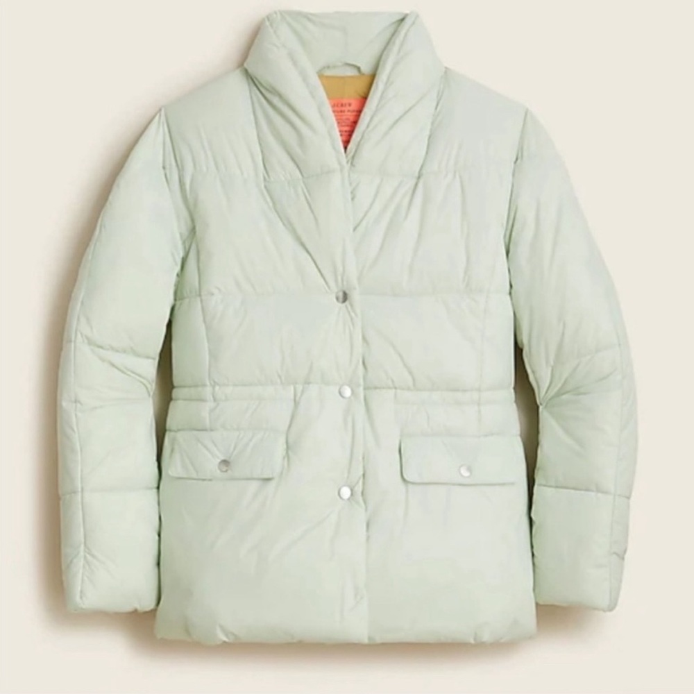 J. Crew Light Green Puffer Jacket